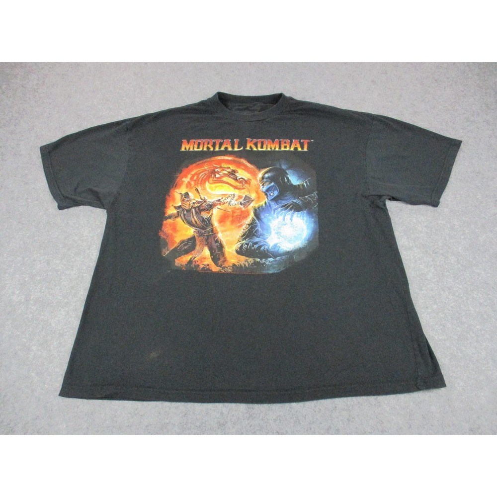Mortal Kombat Shirt Mens Extra Large Black Orange Sub Zero Scorpion Graphic Tee